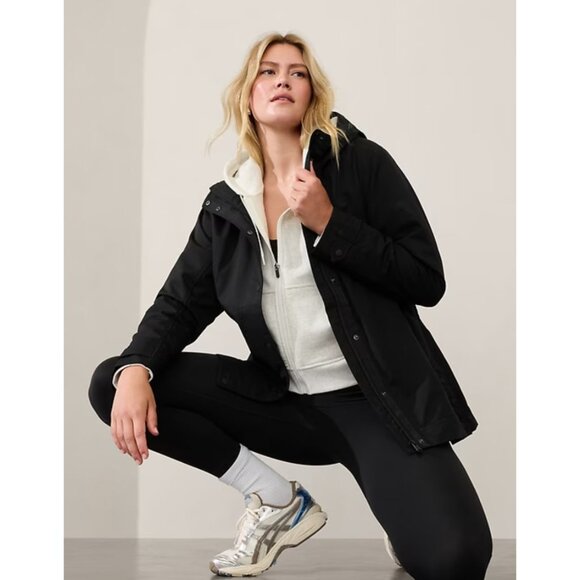 ATHLETA S RainOut Sutro Trench Jacket Small Black - Picture 7 of 7